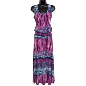 Veronicam Tie Dye Maxi Dress XS Boho Festival Hippie Indie Gypsy Resort Stretch